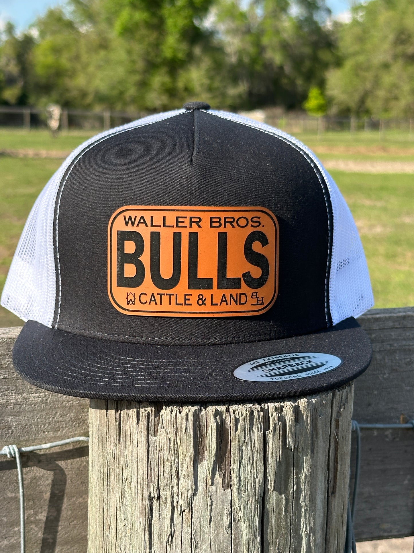 Waller Brothers Cattle & Land BULLS Yupoong 5 Panel Flat Brim Trucker Hat
