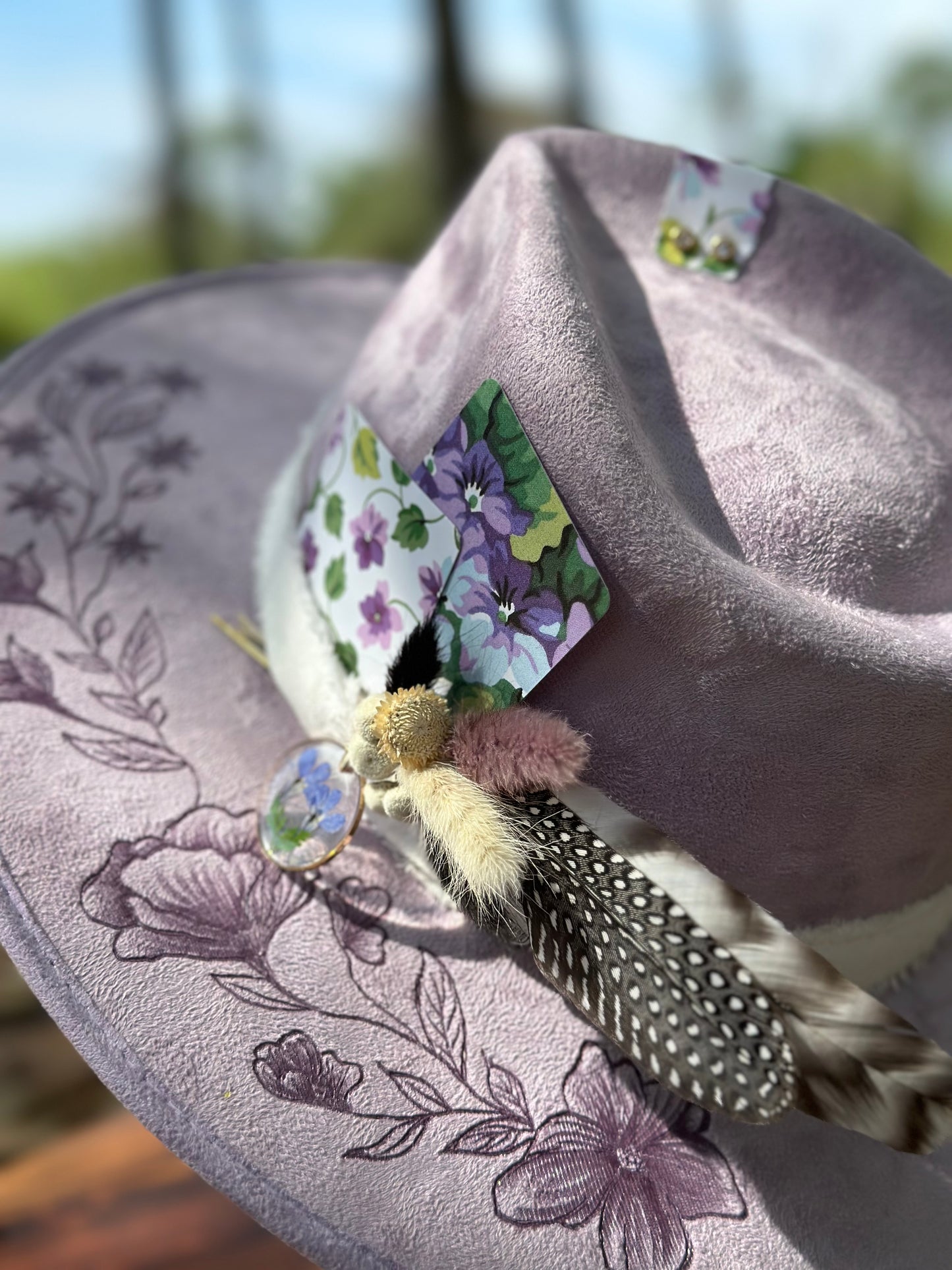 Hat #35 - Purple Flowers