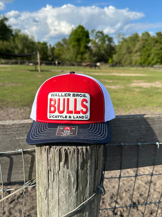 Waller Brothers Cattle & Land BULLS Richardson 6 Panel 112 Trucker Hat with UV Printed Patch