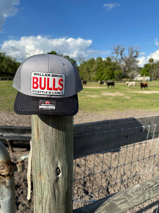 Waller Brothers Cattle & Land BULLS Richardson 6 Panel 112 Trucker Hat with UV Printed Patch