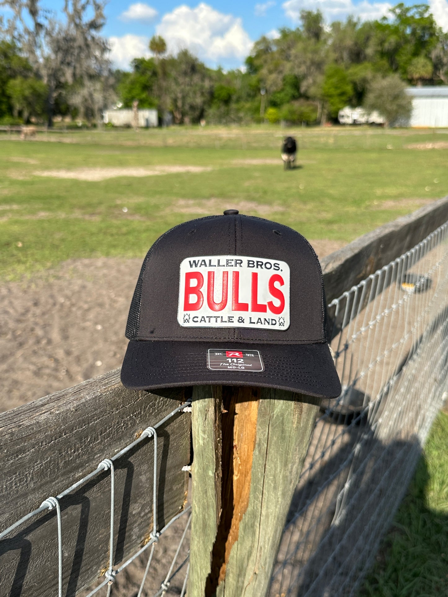 Waller Brothers Cattle & Land BULLS Richardson 6 Panel 112 Trucker Hat with UV Printed Patch