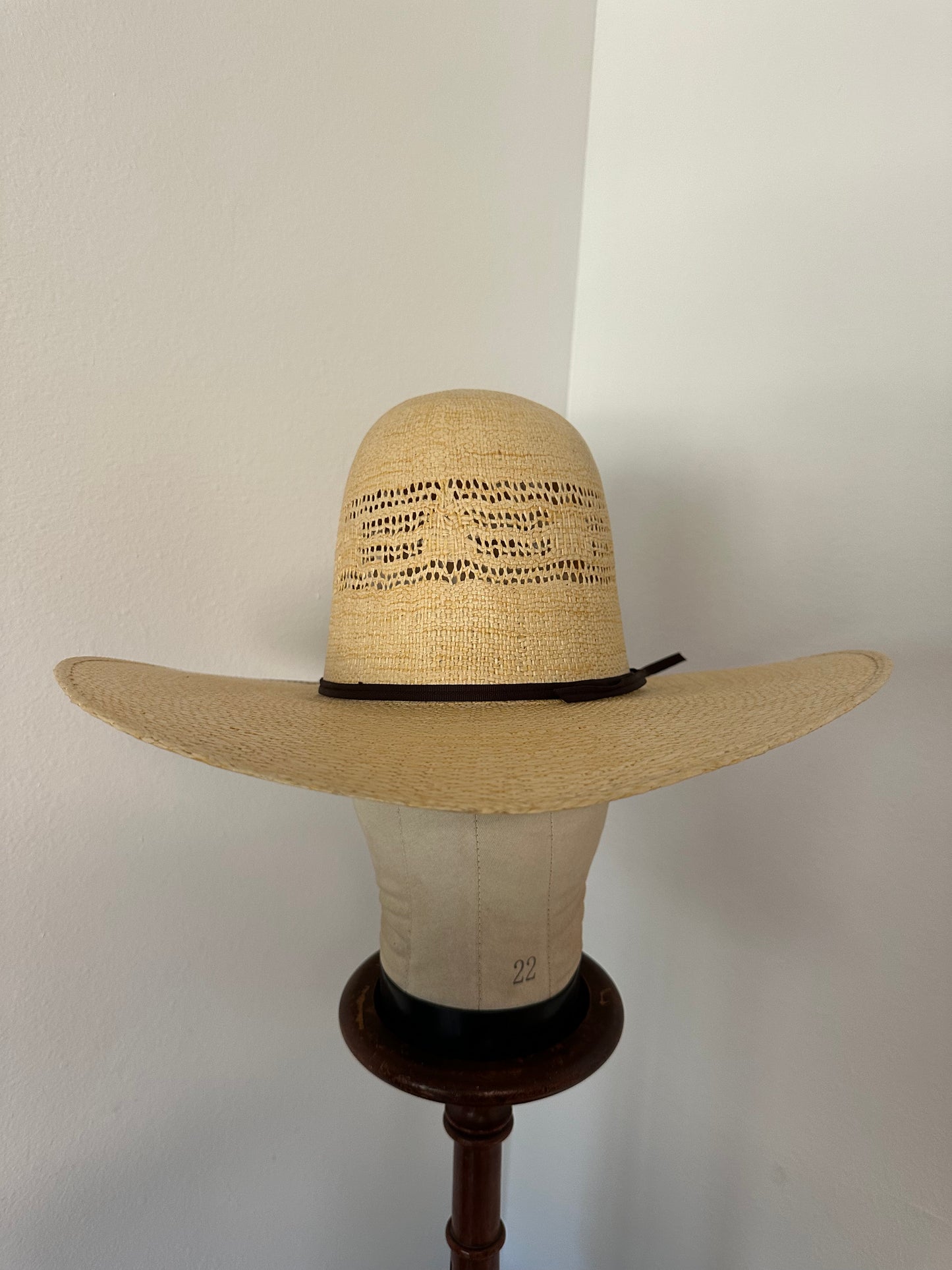 Sunflower and Leopard Painted Open Crown Straw Hat Size 6 3/4
