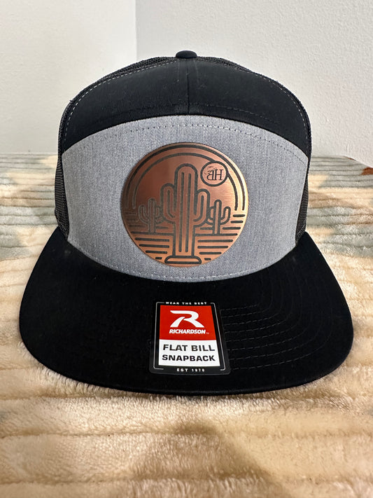 Blazin Halos Gray Richardson 7 Panel Trucker Hat with Copper Cactus Acrylic Patch