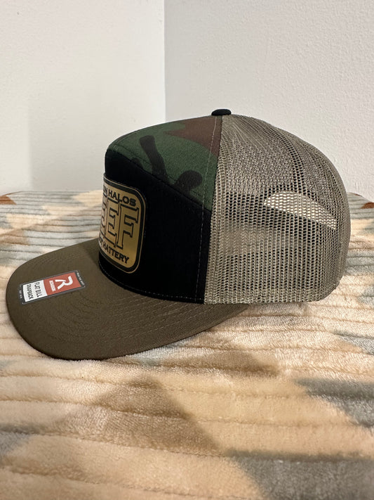 Blazin Halos Camo 7 Panel with Acrylic Gold Beef Patch