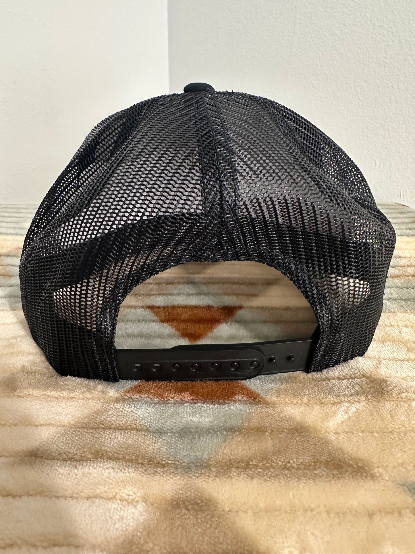 Blazin Halos Ranch Brand Series 5 Panel Flat Brim Tucker Hat - Black and White