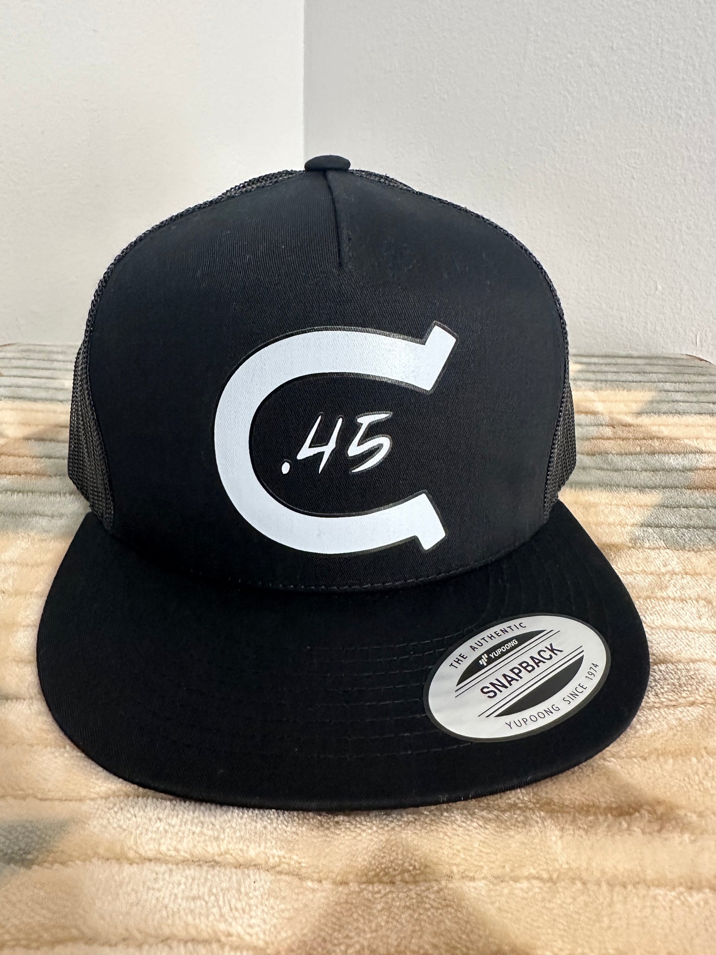 Colt 45 Flat Brim 5 Panel Trucker Hat - Black