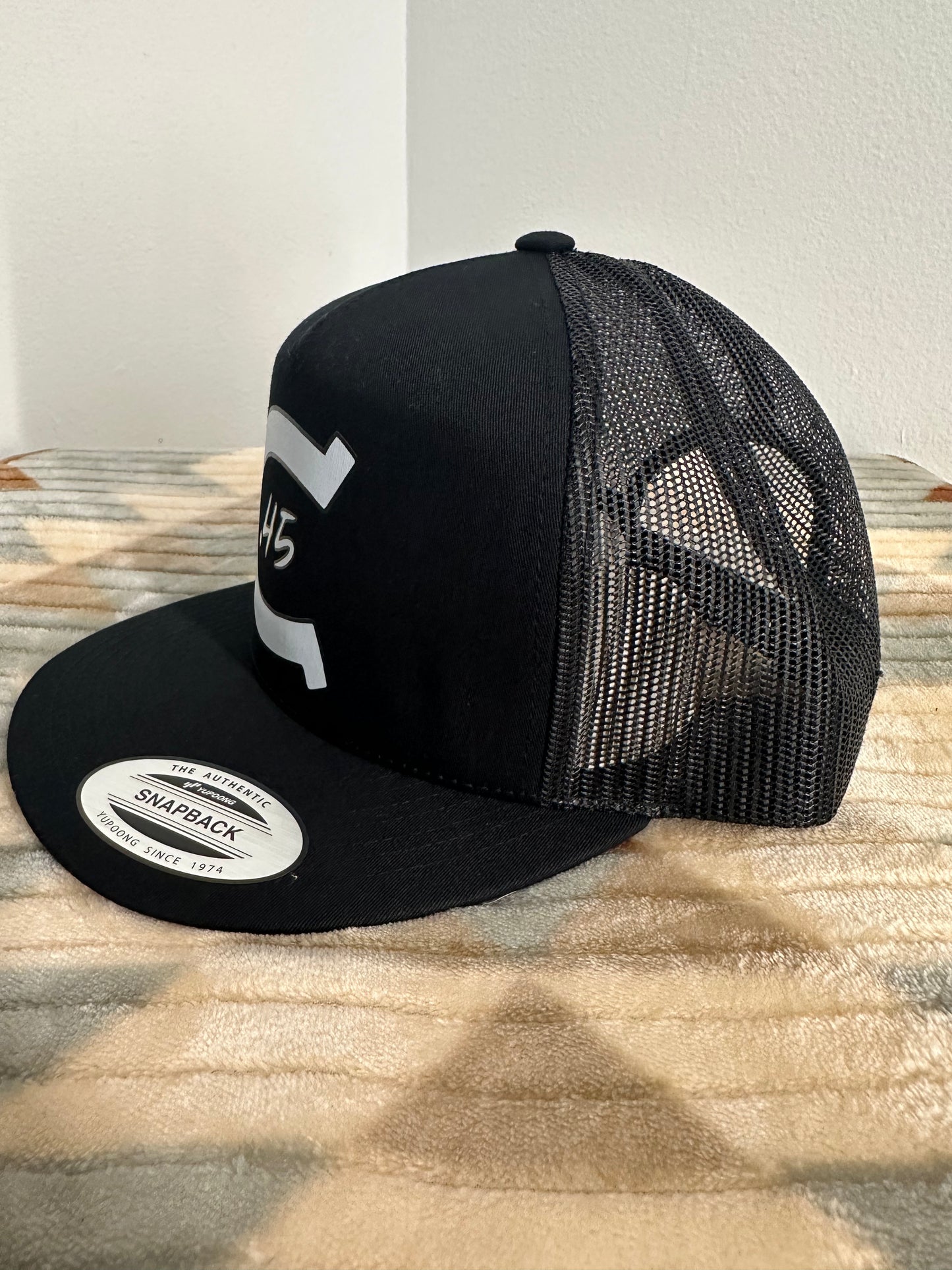 Colt 45 Flat Brim 5 Panel Trucker Hat - Black