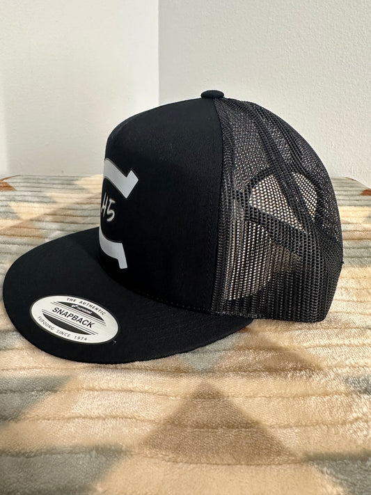 Colt 45 Flat Brim 5 Panel Trucker Hat - Black